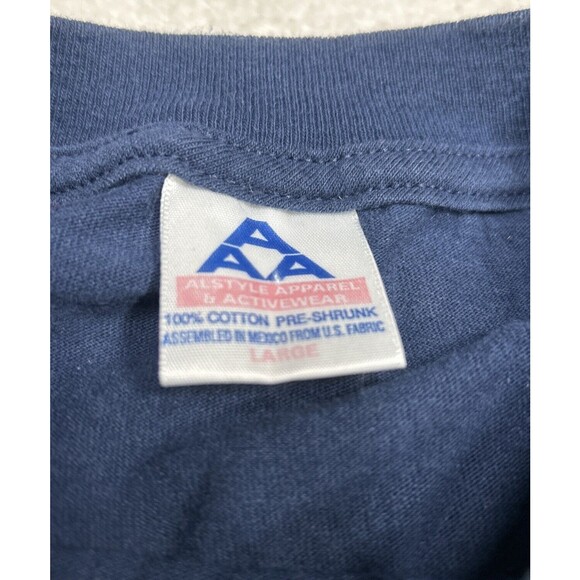 Vintage Y2K Navy Blue White Tiger Graphic T-shirt Men's Size Large - Picture 3 of 6